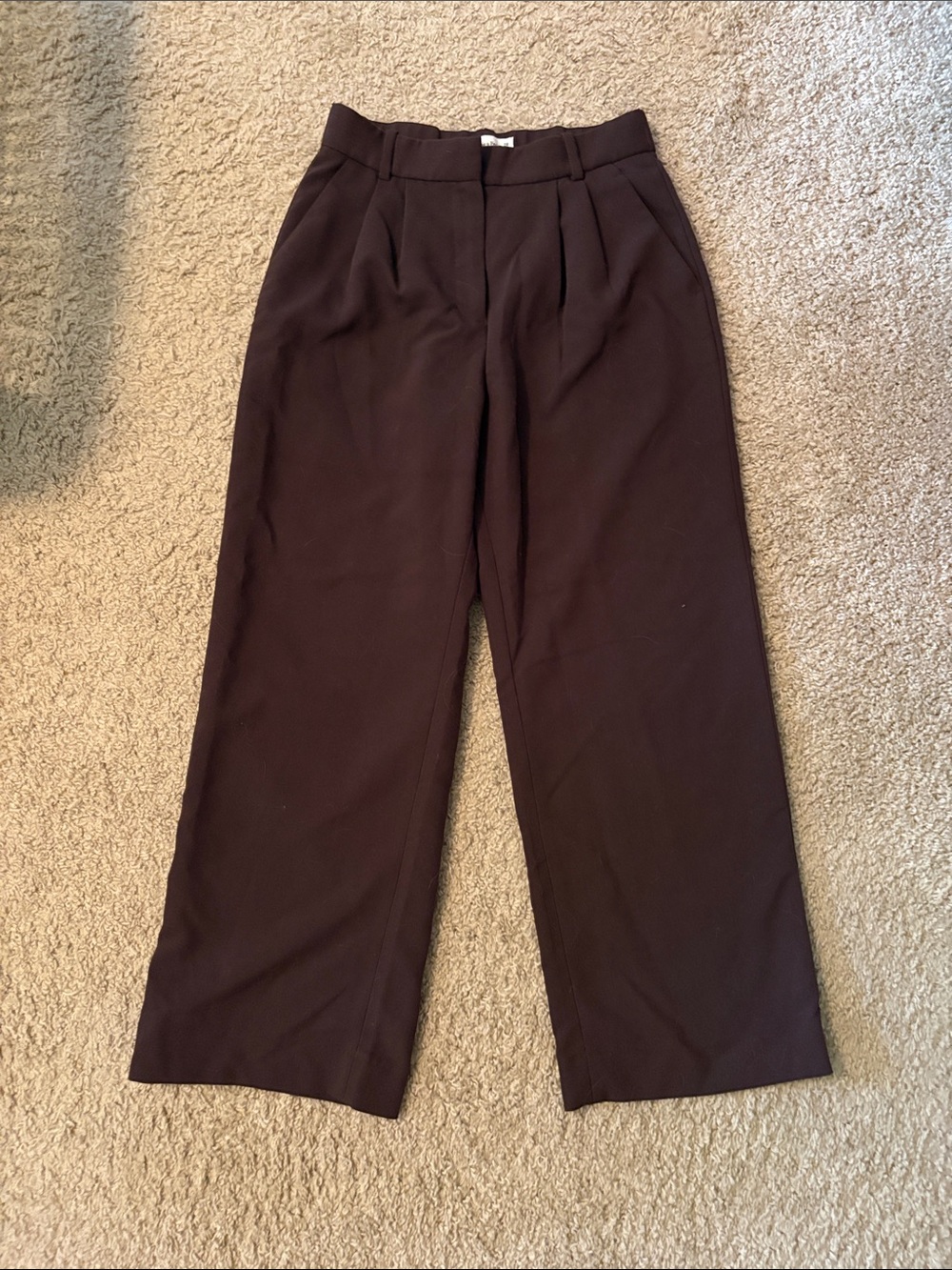 Abercrombie & Fitch Dark Brown Wide-Leg Pleated Trousers